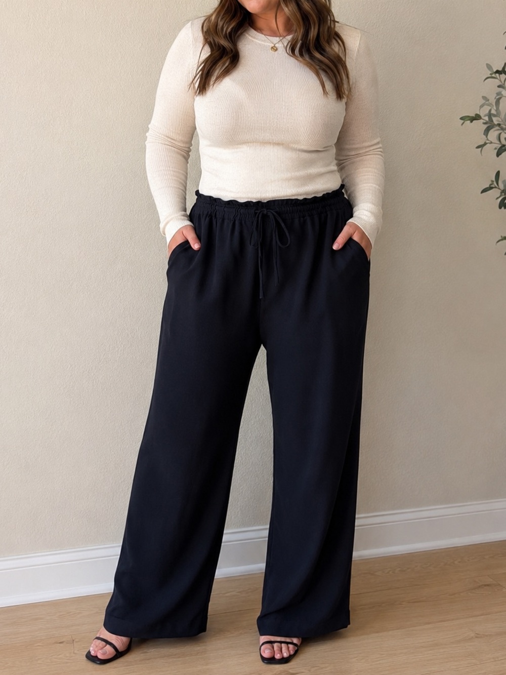 a new day Black Wide Leg Drawstring Pants